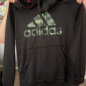Adidas Men's Black and Green army Logo Hoodie